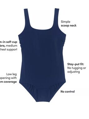 NWT Land’s End Tummy Control One Piece Swimsuit - Deep Sea Navy